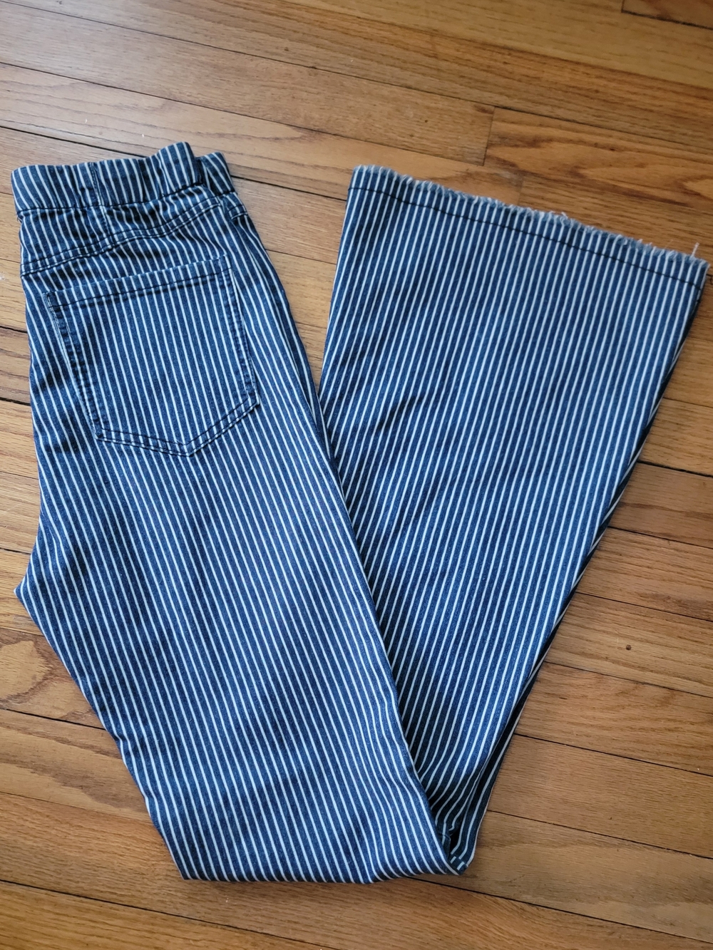 Altar'd State Blue and White Pinstripe Wide Leg Jeans